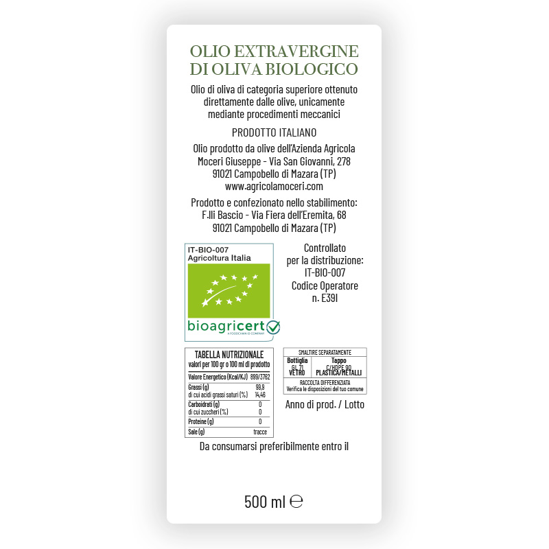 Olio EVO Moceri Bio - Bottiglia da 500 ml - immagine 2